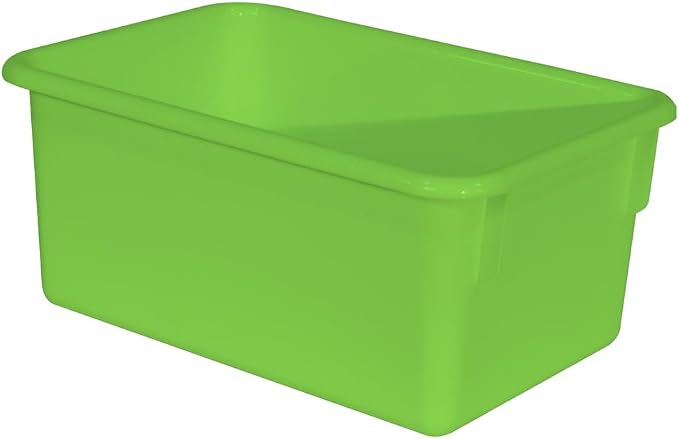 Wood Designs Cubby Storage Bin, Heavy Duty Plastic Containers for Kids Lime Green Cubby Tray Set of 30 - Image 2