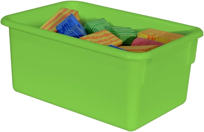 Wood Designs Cubby Storage Bin, Heavy Duty Plastic Containers for Kids Lime Green Cubby Tray Set of 30 - Image 3