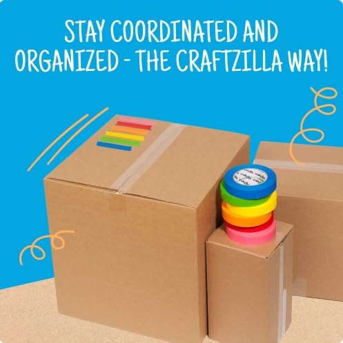 Craftzilla Colored Masking Tape, 11Rolls 275 Yards Total, for Arts & Craft | Vibrant Colored Painters Tape for Labeling & Color-Coding. Kid-Safe, Residue-free, Great for Back to School & Home - Image 8