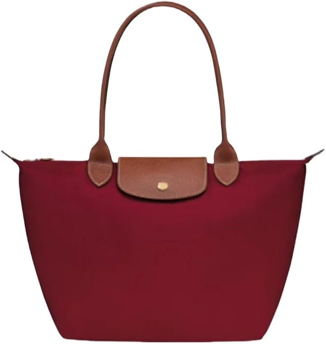 Women's Nylon Tote Bag, Large Capacity Waterproof Shoulder Bags, Spacious Handbag with Metal Zipper & Compartments by Unknown