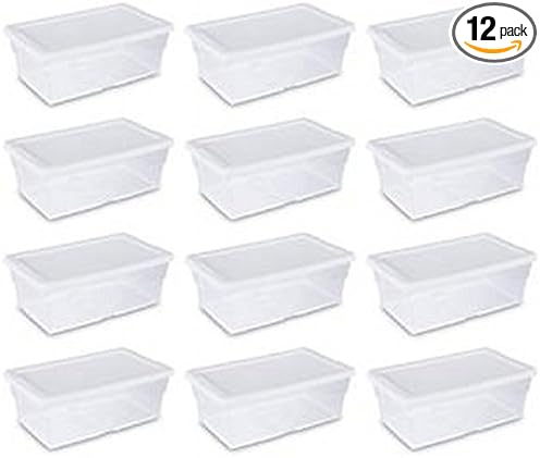 STERILITE Storage Box 13.5" X 8.3" X 4.8", 6 Qt. Clear - Pack of 12 by Sterilite