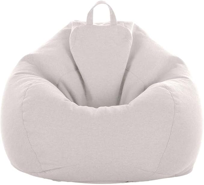 Stuffed Animal Storage Bean Bag Cover (No Filler) Extra Soft Beanbag Seat Chair Covers-Cotton Linen Memory Foam Beanbag Replacement Cover for Adults Children without Filling by ChenLee