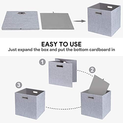 Thicker Fabric Storage Cubes 13 inch Collapsible Storage Bins for Organization, Cubby Storage Boxes for Organizing Shelf Cabinet Bookcase, 2pcs, Sliver Grey - Image 4