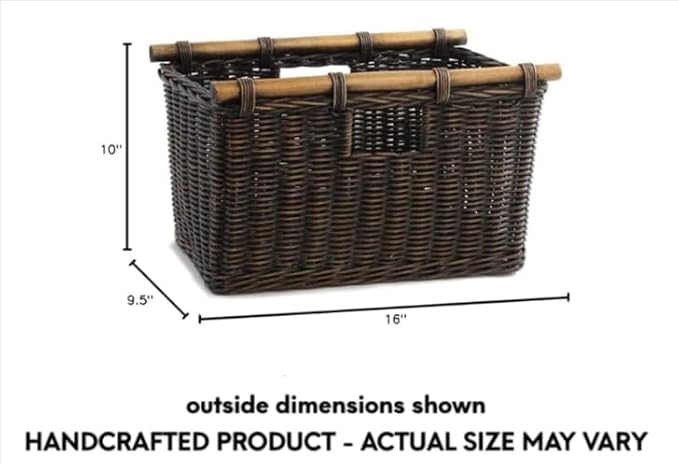 The Basket Lady Tall Narrow Wicker Storage Basket, S, Walnut Brown | Outside: 16" L x 9.5" W x 10" H | Inside: 14.5"L x 8"W x 8.5"H - Handcrafted by artisans from natural rattan - Image 7