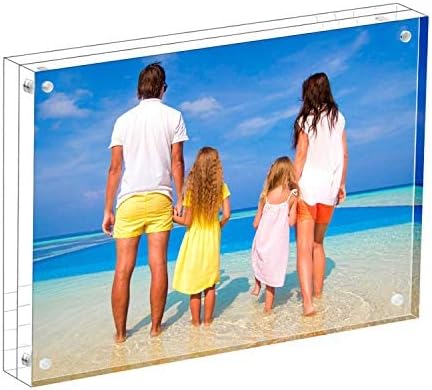 Meetu Acrylic Picture Frame 8.5x11,Clear Freestanding Double Sided 24mm Thickness Frameless Magnetic Photo Frames Desktop Display with Gift Box Package (1 Pack) by Meetu