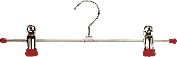 Mawa by Reston Lloyd Non-Slip Space-Saving Clothes Hanger for Pants & Skirts with Two Clips, Style K/40D, Set of 2, 15 3/4" L, Red by Mawa