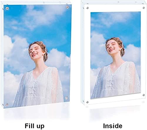 8X8 Acrylic Picture Frame with Stand Clear Magnetic Photo Fridge | Desktop Frameless Photo frame,Can be placed vertically,laid flat,or attached to the fridge,for Family, Baby, Friend Best Gift - Image 2