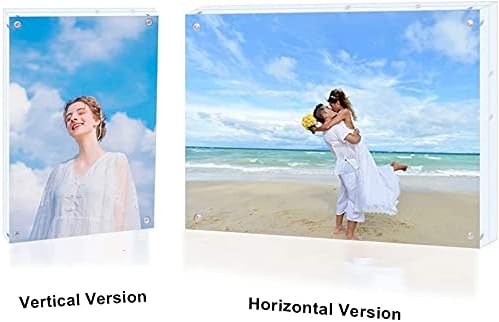 8X8 Acrylic Picture Frame with Stand Clear Magnetic Photo Fridge | Desktop Frameless Photo frame,Can be placed vertically,laid flat,or attached to the fridge,for Family, Baby, Friend Best Gift - Image 3