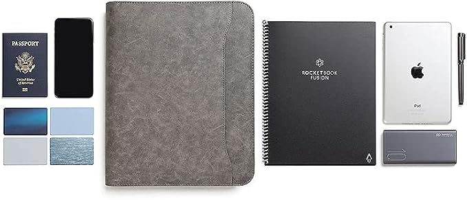 Forevermore Portfolio Binder, 1.5" Permanent 3-Ring, Vegan Leather, Gray - Image 8