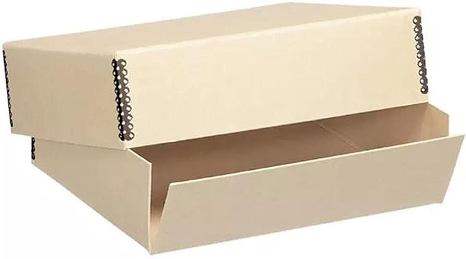 Lineco, Museum Acid-Free Drop-Front Storage Box, 11.5X15X3 inches, Tan | Archival Photo Box with Metal Edge, Storing Papers, Pictures, Prints, Documents, Crafts, DIY by Lineco