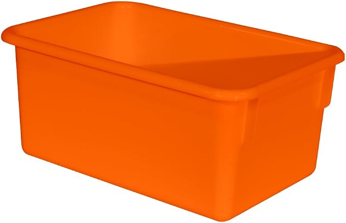 Wood Designs Cubby Storage Bin, Heavy Duty Plastic Containers for Kids Orange Cubby Tray Set of 20 - Image 2