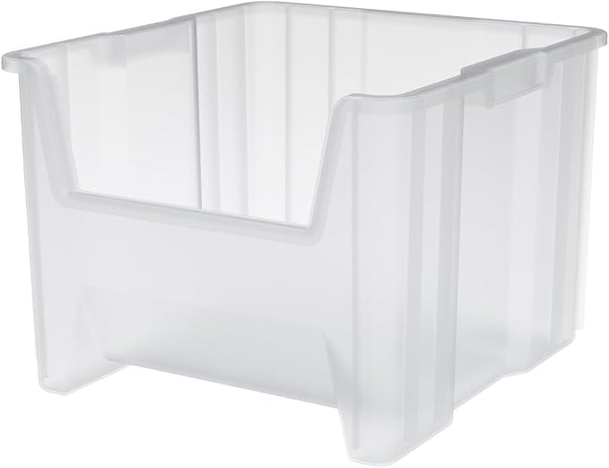 Akro-Mils 13018 Stak-N-Store Stackable Storage Bins, Heavy Duty Garage Storage Containers, Open Front Plastic Organizer for Tools, Shelves, Closet Organizer, 17-1/2" x 16-1/2" x 12-1/2", Clear, 2-Pack by Akro-Mils