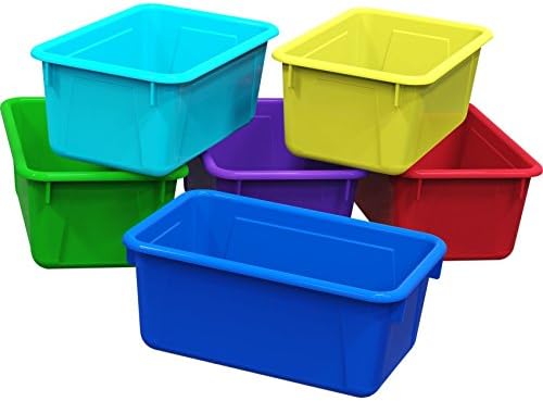 Storex 62414U05C Small Cubby Bin, Plastic Storage Container Fits Classroom Cubbies, Pack of 5, 12.2" x 7.8" x 1" (Assorted colors) - Image 5