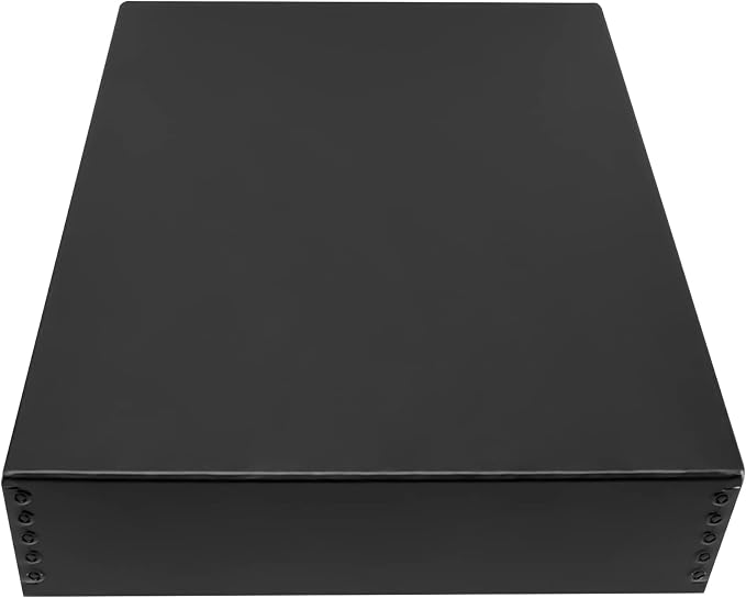 Golden State Art, Drop Front Archival Storage Box, 11.75"x15.25"x3"-Black | Acid-Free 11x14 Museum Photo Storage Box with Metal Edge, Preserve Documents, Prints, Poster, Photographs, Arts And Crafts by GoldenStateArt