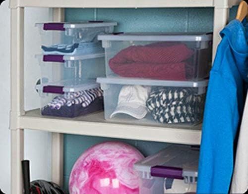 Sterilite 6 Qt Clearview Latch Storage Box, Stackable Bin with Latching Lid, Plastic Container to Organize Shoes in Closet, Clear Base, Lid, 12-Pack - Image 6