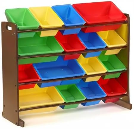 Humble Crew Kids Toy Organizer with 16 Bins, 4 Tier Storage for Playroom | Sturdy wood and steel toddler shelf, removable BPA-free containers, wall anchor anti-tip safety kit for bedroom or classroom - Image 10