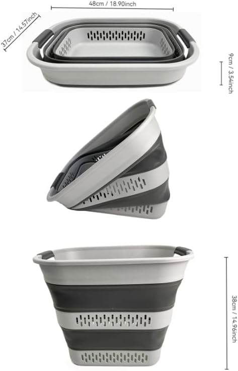 SAMMART 40L (10.5 Gallon) Collapsible Plastic Laundry Basket - Foldable Pop Up Storage Container/Organizer - Portable Laundry Hamper - Space Saving (2, Grey) - Image 7