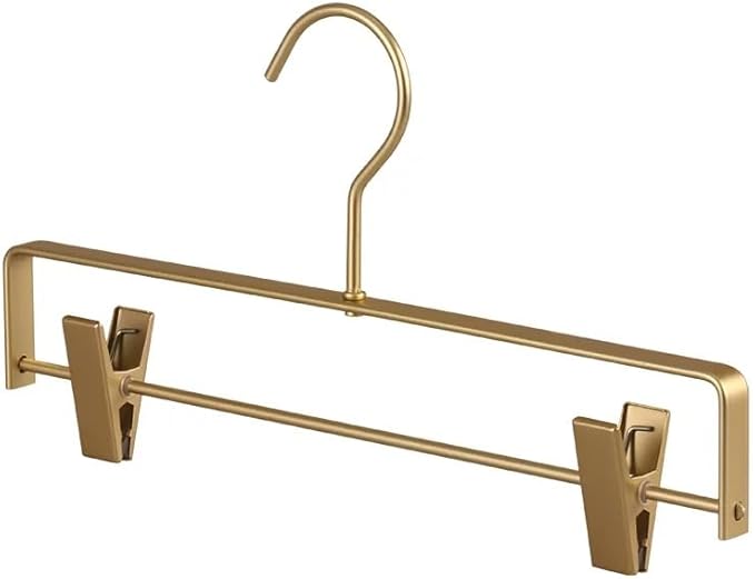 Premium Matte Gold Aluminum Pants Clip Hanger 100 Pack, Extra Smooth & Durable Metal Shirt Dress Aluminum Alloy Hanger,Clothing Support,Clothing Hang by WONQEXZ