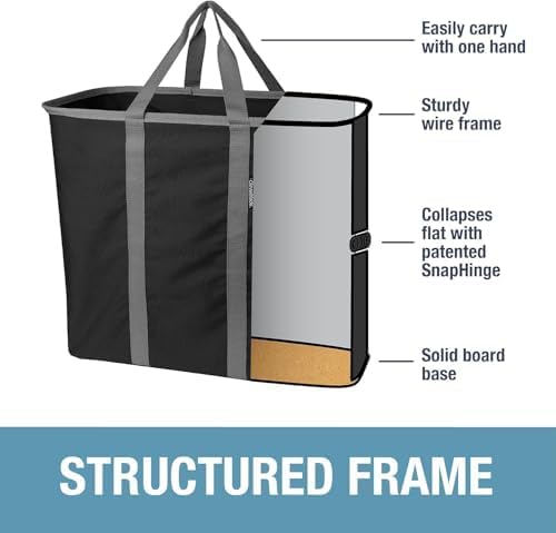 Collapsible Laundry Caddy LUXE (300D) - Navy Noir/Cream (2PK) | Upgrade Visible Laundry Storage | Refined Fabric and Vegan Leather Suit Open Rooms, While Structured Frame Carries 2 Loads - Image 7