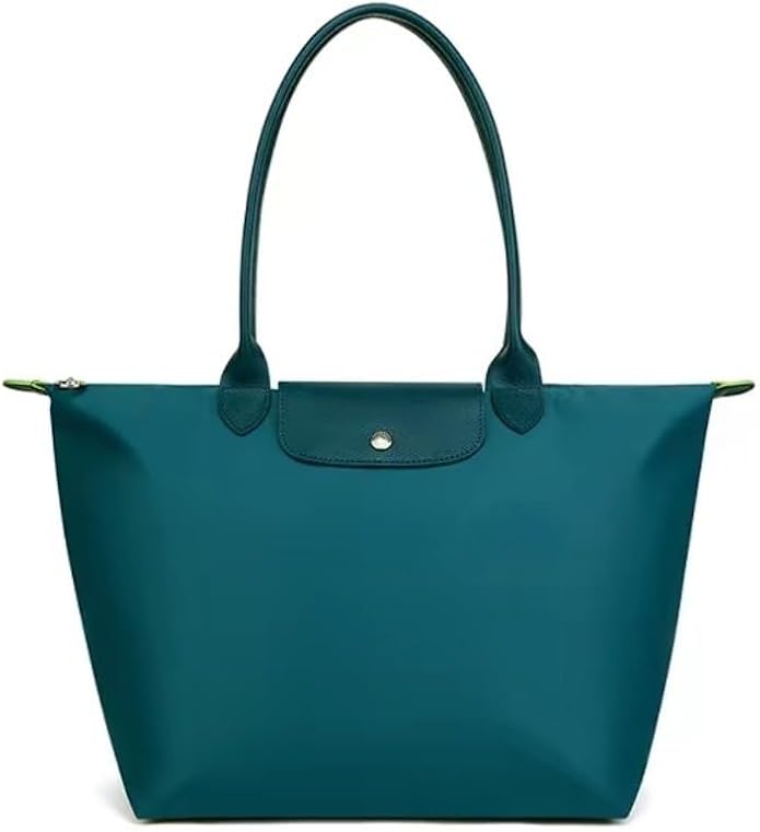 Women's Nylon Tote Bag, Large Capacity Waterproof Shoulder Bags, Spacious Handbag with Metal Zipper & Compartments by Unknown