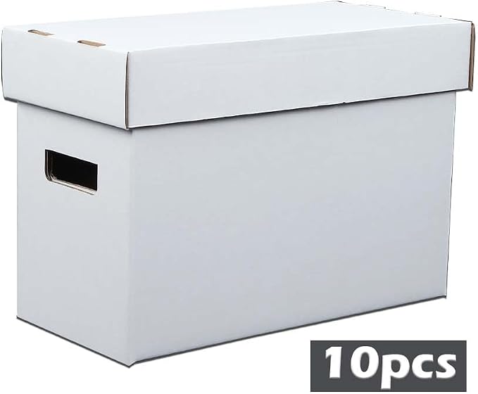 ANDPLAY 10 Pcs Comic Books Storage Boxes With Lids Short Holds 150-175 Stackable Durable Archive White Comic Book Storage - Image 6