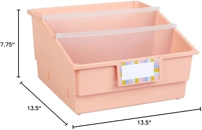 Really Good Stuff Picture Book Classroom Library Bins with Dividers, 6-Pack | Peach, 13.5 in W x 13.5 in D x 7.75 in - Image 9