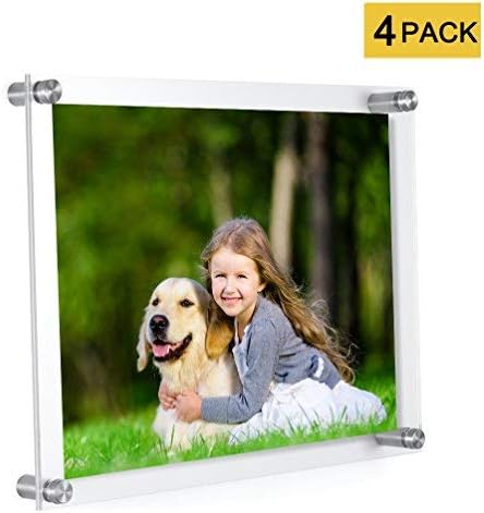 Meetu 8.5x11 Acrylic Picture Frames (4 Pack) -Inner 8x10 Wall Mount Photo Frame Frameless Clear Floating Frame for Document Certificate Artwork - Image 7