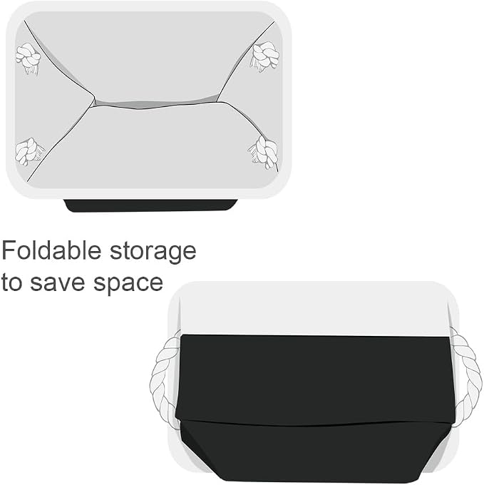 Storage Basket for Organizing - 3 Pack 13.8x9.8x6.7 inch Medium Collapsible Storage Bin for Shelves with Handles Organizer Closet Cubes Cloth Gift Toy (White & Black) - Image 8