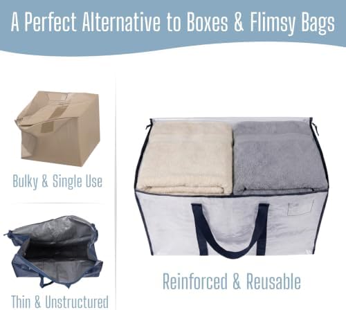 VENO 20 Pack Heavy Duty Moving Bags, Extra Large Storage Bags with Reinforced Handles & Strong Zippers, Foldable & Reusable Moving Box Alternative for Clothes & Dorm Storage - Image 5