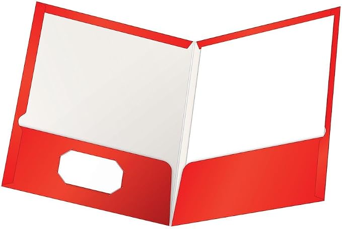 Oxford Laminated Twin-Pocket Folders, Letter Size, Red, Holds 100 Sheets, Box of 25 (51711EE) by Oxford