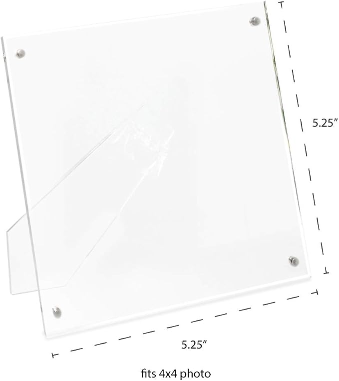 Isaac Jacobs 4x4 Clear Acrylic Magnetic Picture Frame with Two-Way Easel | Plain Acrylic Picture Frame, Magnetic Photo Frame, Made for Tabletop Display - Image 3