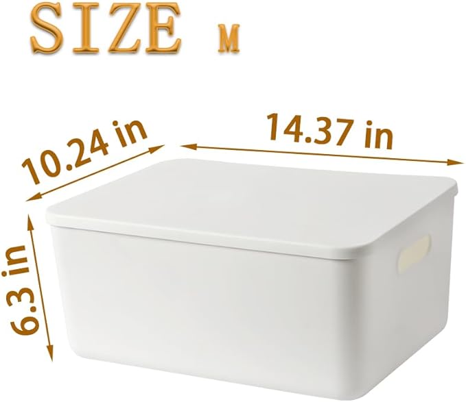 4 pack large plastic White storage bins with Lids, Toy Box Chest with Handle，Organizer Containers Baskets for Baby,Nursery，Shelves，Playroom, Bedroom，Office,Closet，home (White, 4M) - Image 5