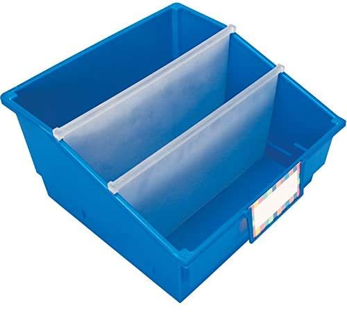Really Good Stuff Picture Book Classroom Library Bins with Dividers | 13.5" x 13.5" x 7.75, 4-Pack, Rainbow, Large Plastic Bin Organizers for Book Organization, Documents, Files, Magazines - Image 6