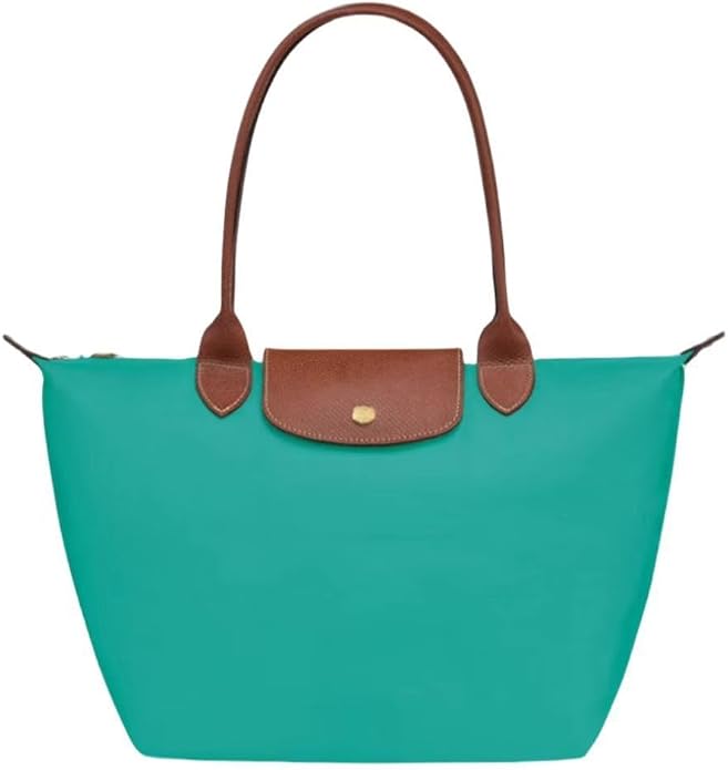 Women's Nylon Tote Bag, Large Capacity Waterproof Shoulder Bags, Spacious Handbag with Metal Zipper & Compartments by Unknown