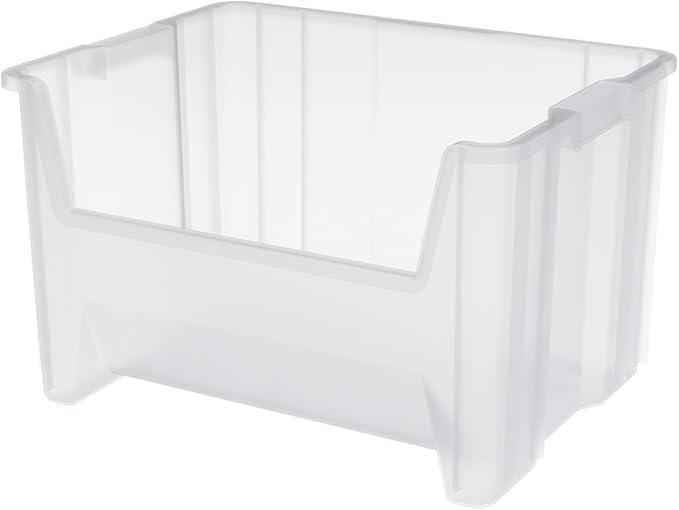 Akro-Mils 13017 Stak-N-Store Stackable Storage Bins, Heavy Duty Garage Storage Containers, Open Front Plastic Organizer for Tools, Shelves, Closet Organizer, 15" x 20" x 12-1/2", Clear, 3-Pack by Akro-Mils