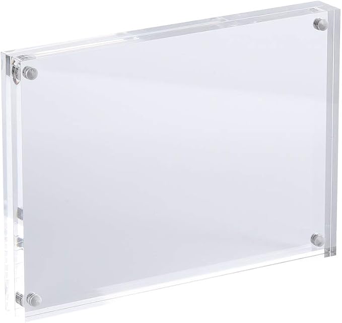 AMEITECH 5x7 Acrylic Photo Frame 2 Pack, Clear Magnetic Picture Frames, 10 + 10MM Thickness Stand in Desk or Table | Double Sided Floating Magnetic Frames, 20mm Thick, Free Standing Desktop Display for Postcards, Pictures and Artworks - Image 7