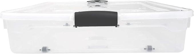 HOMZ 2-Pack Under Bed Storage, Clear Plastic Containers with Lids, 56 Quart, Gray Latch - Stackable Underbed Organizer Bins for Shoes, Bags, Clothes, and Towels - Image 9