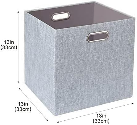 Thicker Fabric Storage Cubes 13 inch Collapsible Storage Bins for Organization, Cubby Storage Boxes for Organizing Shelf Cabinet Bookcase, 2pcs, Sliver Grey - Image 3