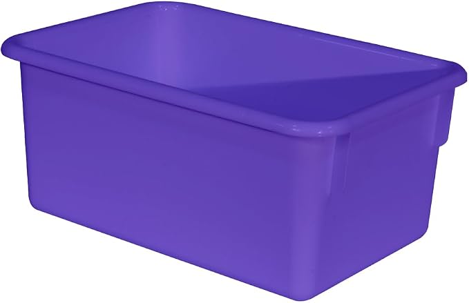 Wood Designs Cubby Storage Bin, Heavy Duty Plastic Containers for Kids Purple Cubby Tray Set of 10 - Image 2