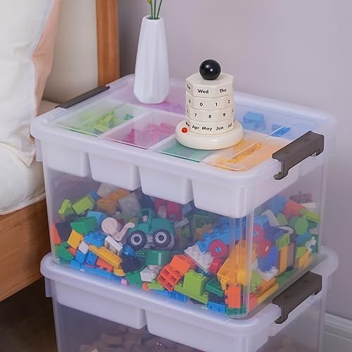 Citylife 32QT 4Packs Clear Craft Organizers and Storage Box with Tray | Stackable Art Supply Organizer Storage Bins with Lids for Beads, Markers, Sewing, Tools, Clothes, Files, Office Supplies - Image 8