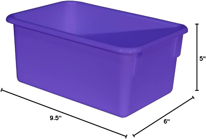 Wood Designs Cubby Storage Bin, Heavy Duty Plastic Containers for Kids Purple Cubby Tray Set of 10 - Image 7