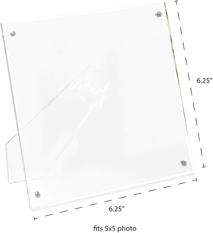 Isaac Jacobs 5x5 Clear Acrylic Magnetic Picture Frame with Two-Way Easel | Plain Acrylic Picture Frame, Magnetic Photo Frame, Made for Tabletop Display - Image 3