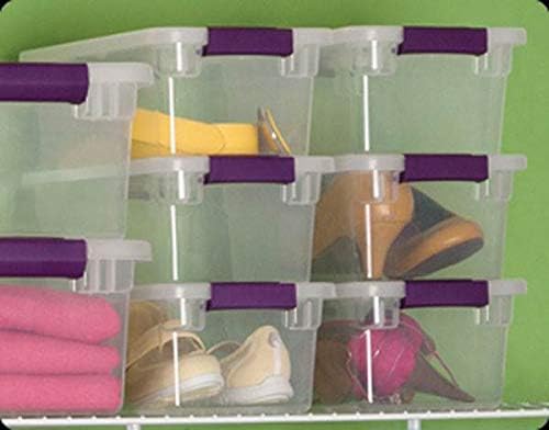 Sterilite 6 Qt Clearview Latch Storage Box, Stackable Bin with Latching Lid, Plastic Container to Organize Shoes in Closet, Clear Base, Lid, 12-Pack - Image 7