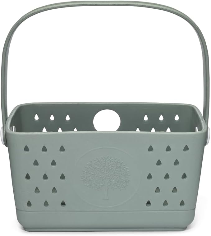Parker Baby Co. Quick-Dry Bath Caddy Organizer with Handle - Rain, Regular | BPA-free, food-grade shower caddy & bath organizer that stores toys and bath supplies in a sturdy, easy-carry handle design by ParkerBabyCo