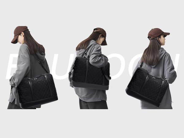 Bluboon Travel Tote Bags with Zipper Ladies Canvas Bag Weekender Overnight Bag for Women Carry on Duffel Bag Trolley Sleeve - Image 3