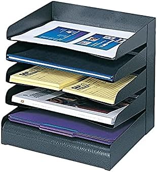 Safco 3127BL Steel Desk Organizer Tray Sorter with 5 Shelves, Black - Image 2