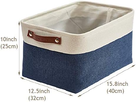 DECOMOMO Storage Bins, Extra Large Fabric Storage Baskets for Shelves 3Pack | 15.8 x 12.5 x 10 inches Decorative Linen Closet Organizers (Navy Blue & White) - Image 4