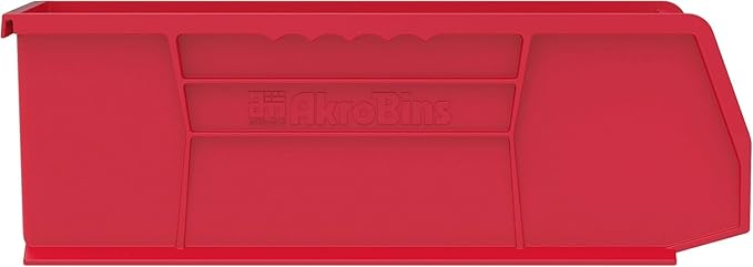 Akro-Mils 30234 AkroBins Plastic Storage Bins, 15"x5"x5", Red, 12-Pack | Space-Saving Stackable Bins for Garage, Pantry, Craft Organization - Image 5