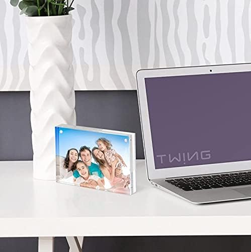 3.5x5 Acrylic Frame 1 Pack,20MM Thicker Frameless Clear Picture Frame | Freestanding Double Sided Magnetic Picture Frame,Acrylic Picture Frames for Desktop Display with Microfiber Cloth,Gift Ideal - Image 7