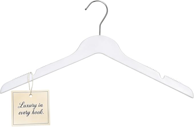 All Hung Up Hangers Slim Plastic Clothes Hangers, Space-Saving Design with Non-Slip Grip, Durable for Everyday Use, White, 36 pcs by PerfectlyCloseted